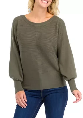 Women's Button Back Puff Sleeve Sweater