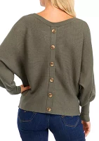 Women's Button Back Puff Sleeve Sweater