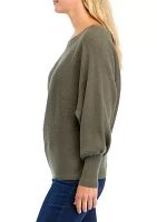 Women's Button Back Puff Sleeve Sweater