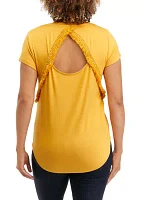 Women's Short Cap Sleeve Open Back Top