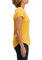 Women's Short Cap Sleeve Open Back Top