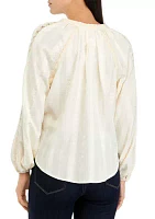 Women's Button Front Peasant Blouse