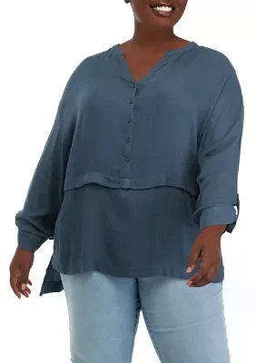 Plus Roll Tab Tunic Top