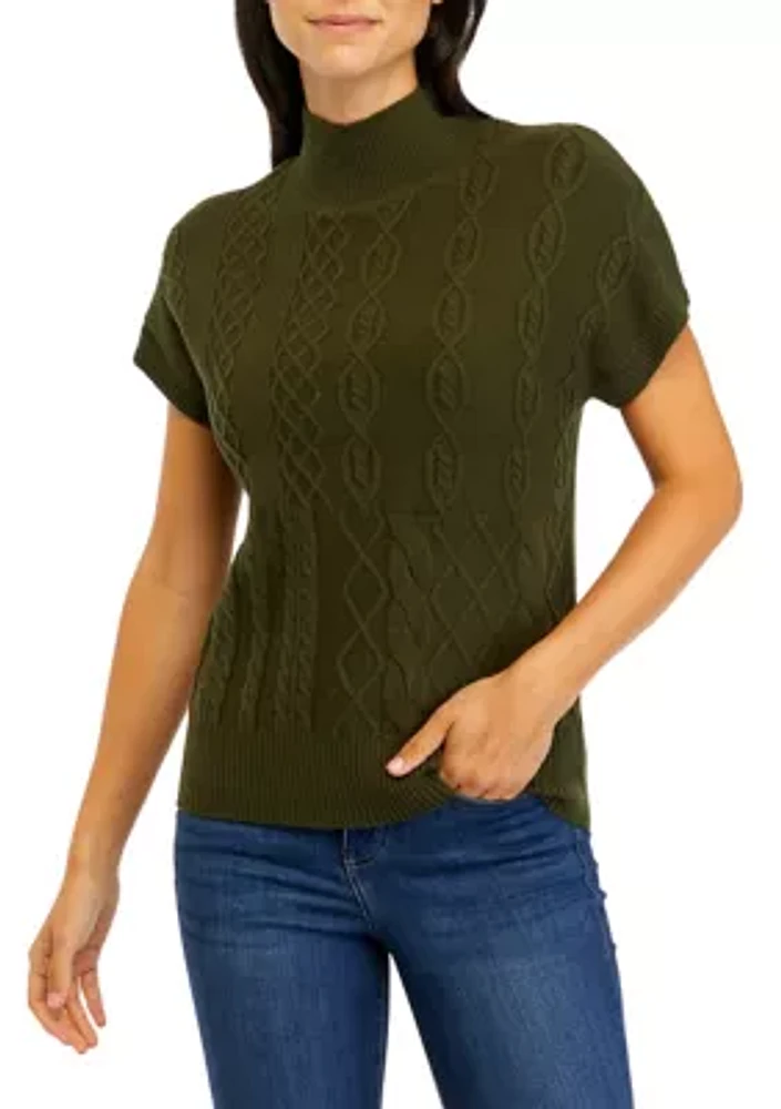 Women's Stitch Block Mock Neck Sweater