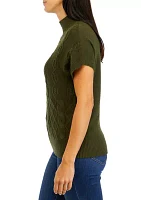 Women's Stitch Block Mock Neck Sweater