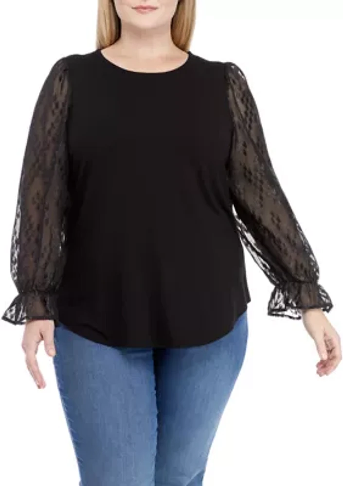 Plus Long Sleeve Julianna Crepe Top