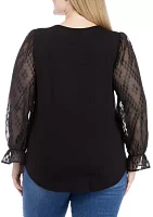 Plus Long Sleeve Julianna Crepe Top