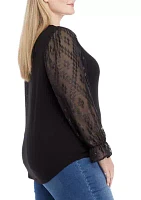 Plus Long Sleeve Julianna Crepe Top