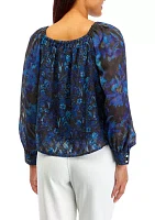 Women's Square Neck Printed Blouse