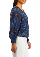 Women's Square Neck Printed Blouse