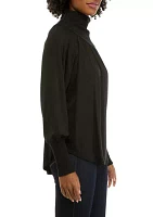 Women's Lantern Sleeve Funnel Neck Top