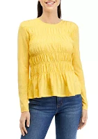 Women's Long Sleeve Smocked Knit Top