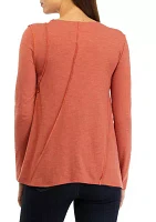 Women's Long Sleeve Asymmetrical Knit Top