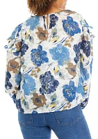 Women's Floral Printed Ruffle Blouse