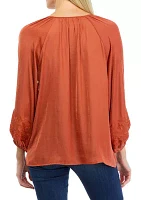 Women's Embroidered Sleeve Blouse