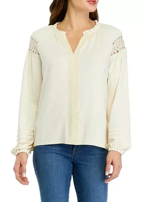 Women's Lace Inset Knit Top