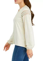 Women's Lace Inset Knit Top