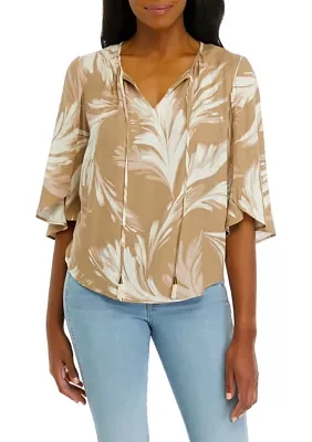 Women's Flutter Sleeve Printed Top