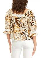 Women's Embroidered Button Front Top