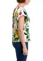 Women's Flutter Bubble Sleeve Top