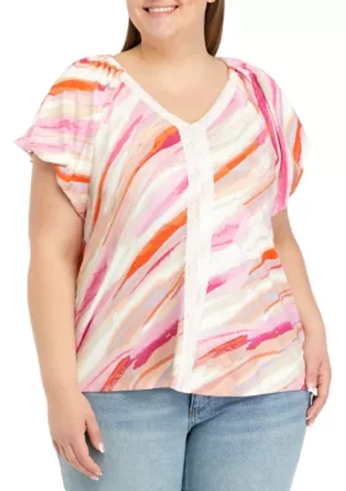 Plus Flutter Sleeve Top