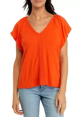 Women's Flutter Sleeve Knit Top