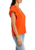 Women's Flutter Sleeve Knit Top