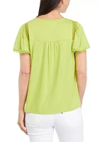 Women's Pleat Yoke Top