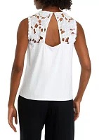 Women's Sleeveless Crochet Floral Tank