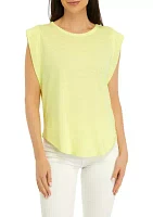 Women's Sleeveless Knit Linen T-Shirt