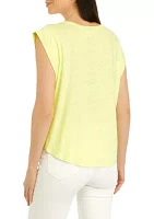 Women's Sleeveless Knit Linen T-Shirt