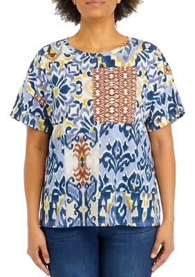 Women's Printed Slub Knit Top