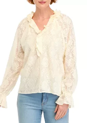 Women's Long Sleeve Crochet Lace Blouse