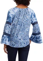 Women's Long Sleeve Tier Mix Print Top