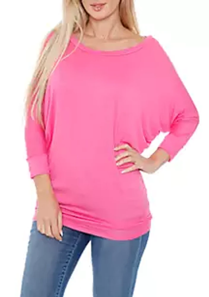 White Mark Banded Dolman Sleeve Top