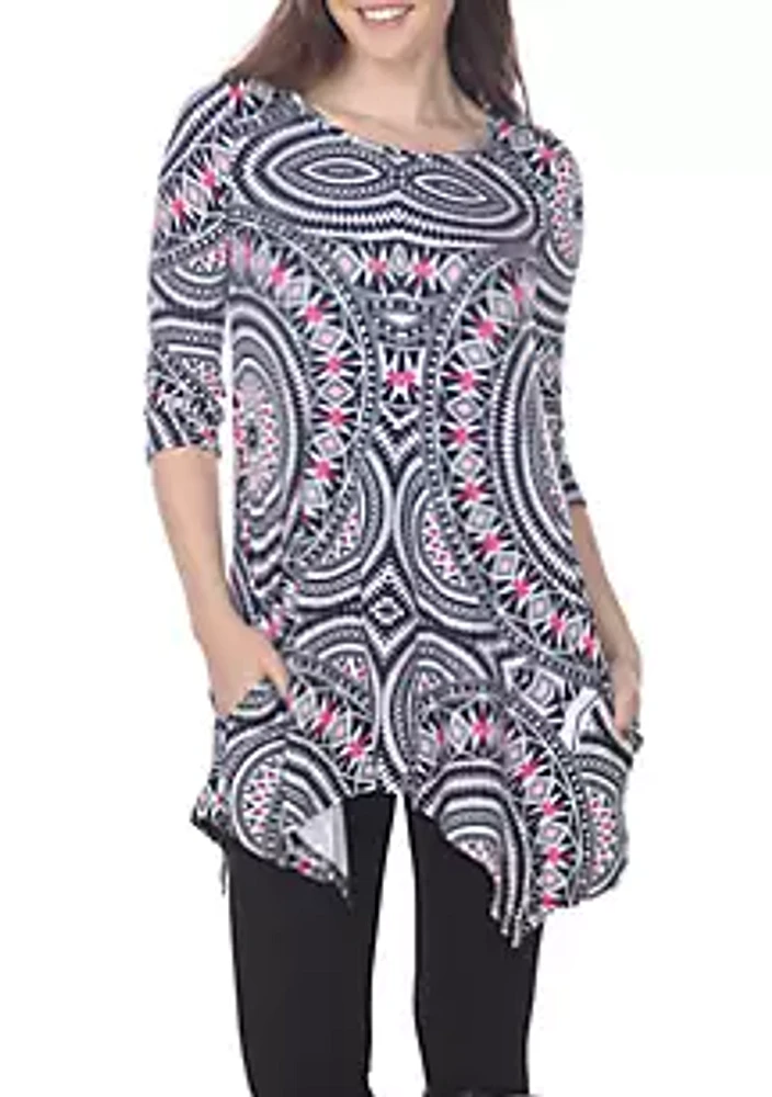 White Mark Women's Maji 3/4 Sleeve Printed Tunic