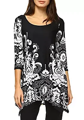 White Mark Yanette 3/4 Sleeve Printed Tunic