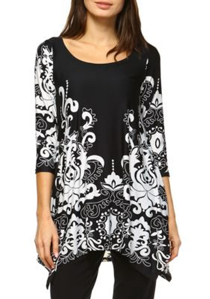 Yanette 3/4 Sleeve Printed Tunic