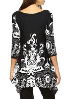 Yanette 3/4 Sleeve Printed Tunic