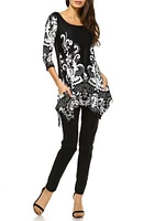 Yanette 3/4 Sleeve Printed Tunic