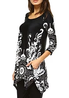 Yanette 3/4 Sleeve Printed Tunic