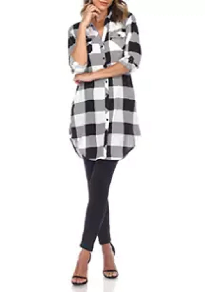 White Mark Plaid Tunic Shirt