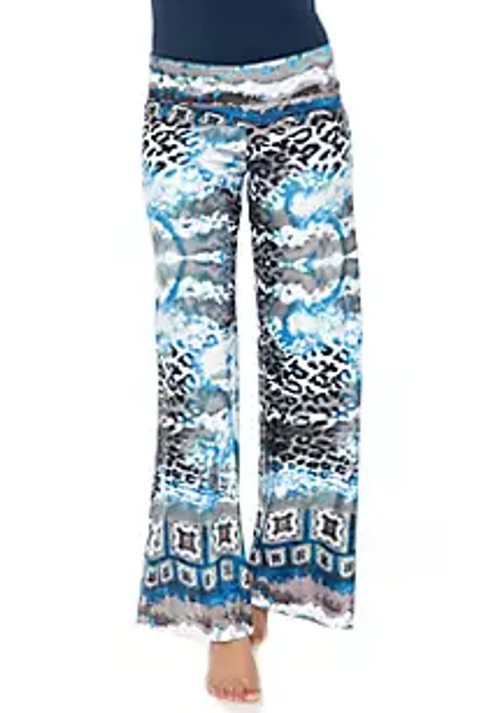 White Mark Women's Cheetah Print Palazzo Pants