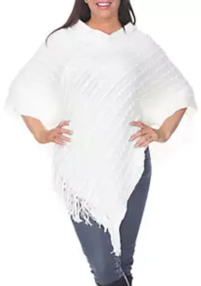 White Mark Melisandre Fringe Poncho Sweater