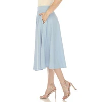 Women's Flared Midi Skirt with Pockets