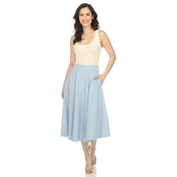 Women's Flared Midi Skirt with Pockets