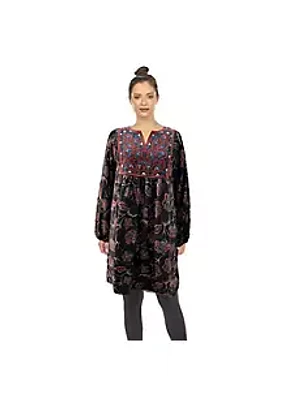 White Mark Women's Paisley Floral Embroidered Sweater Dress
