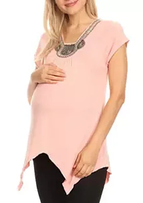 White Mark Maternity Myla Embellished Tunic