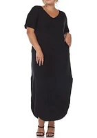 Plus Short Sleeve V-neck Maxi Dress