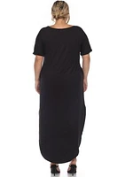 Plus Short Sleeve V-neck Maxi Dress